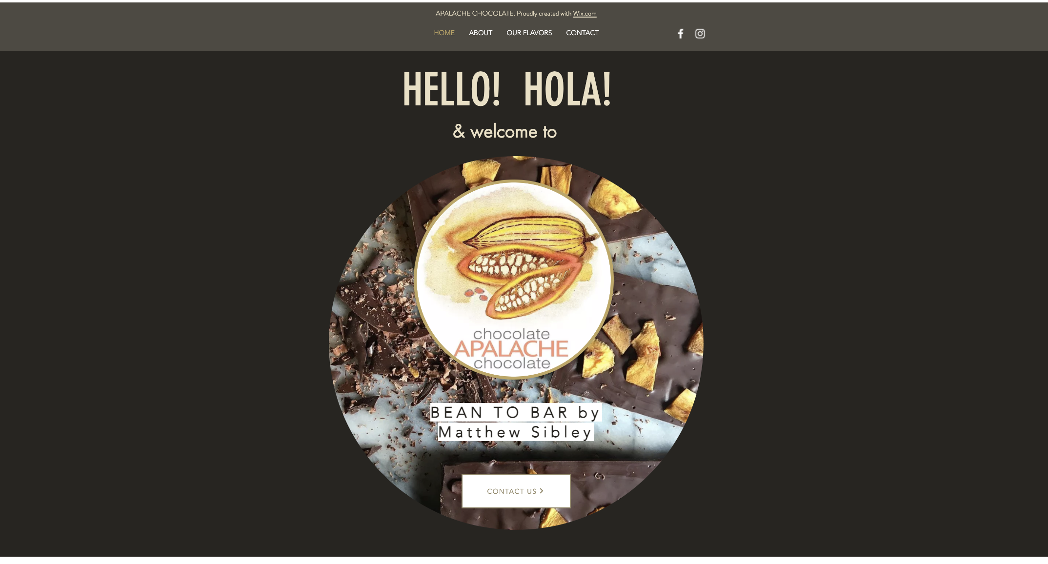 The first panel of the Apalache Chocolate website, featuring the logo.